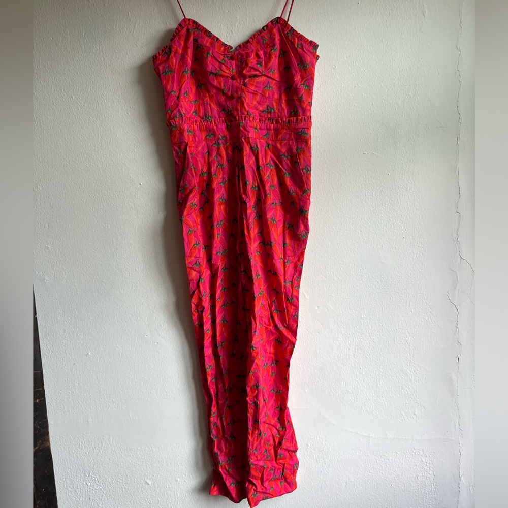 FARM Rio Pink Tropical Print Spaghetti-Strap Jumpsuit